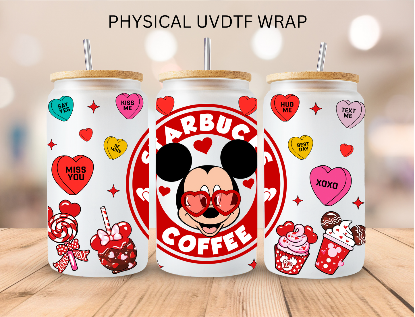 Mouse Crew Red Valentines Bundle Stitch - 16 oz / 20 oz Libby UV DTF