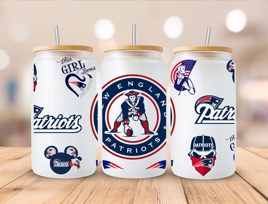 Football Patriots - 16oz Libby UV DTF Wrap