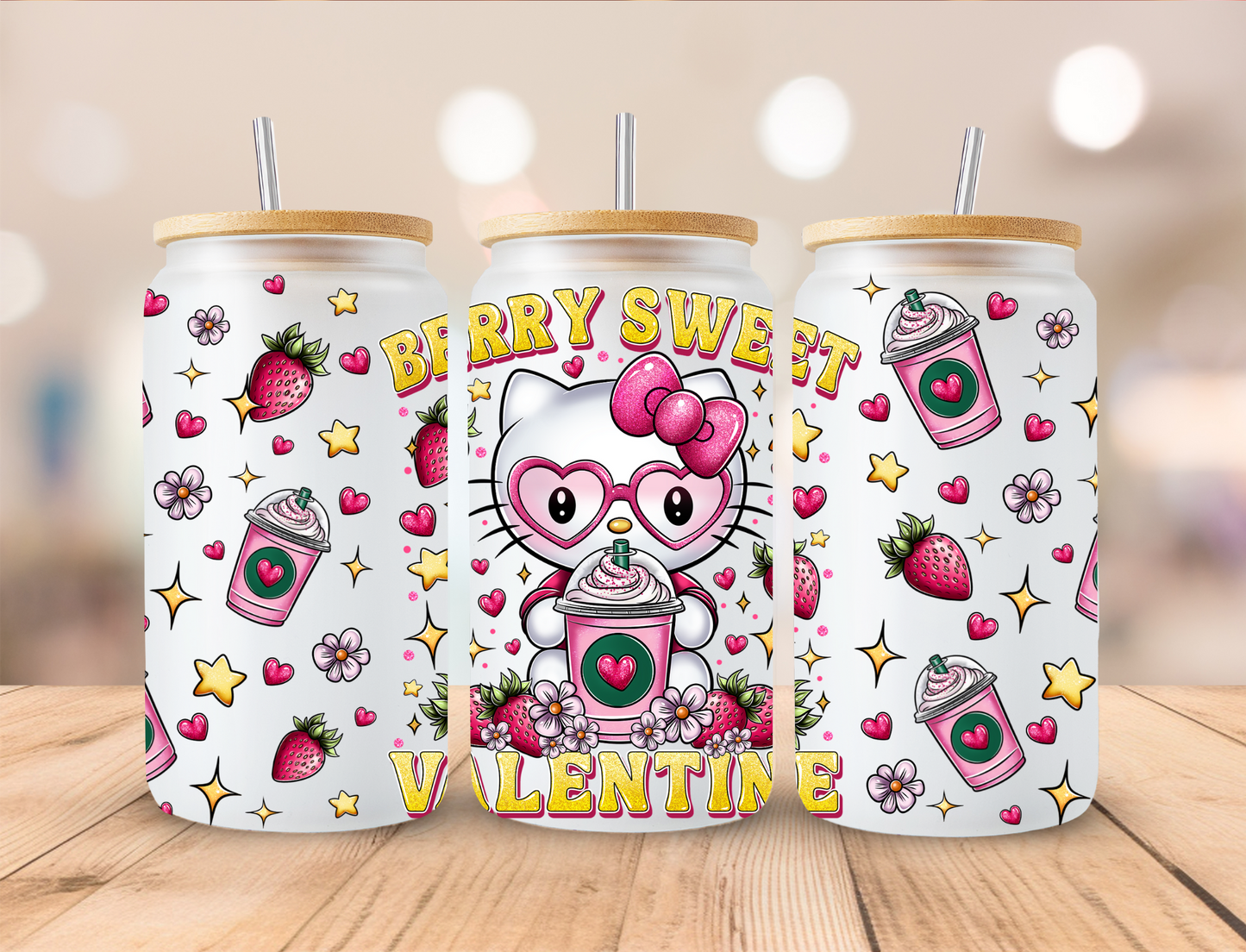 Berry Sweet Valentine Kitty - Libby UV DTF Wrap EXCLUSIVE DESIGNED