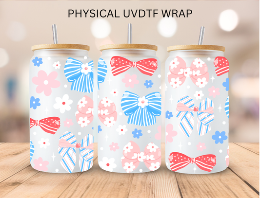 Cottagecore Patriotic Bows - 16 oz / 20 oz Libby UV DTF Wrap