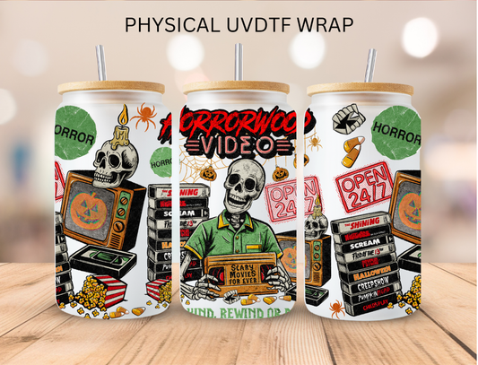 Halloween Horrorwood Video - 16 oz / 20 oz Libby UV DTF Wrap