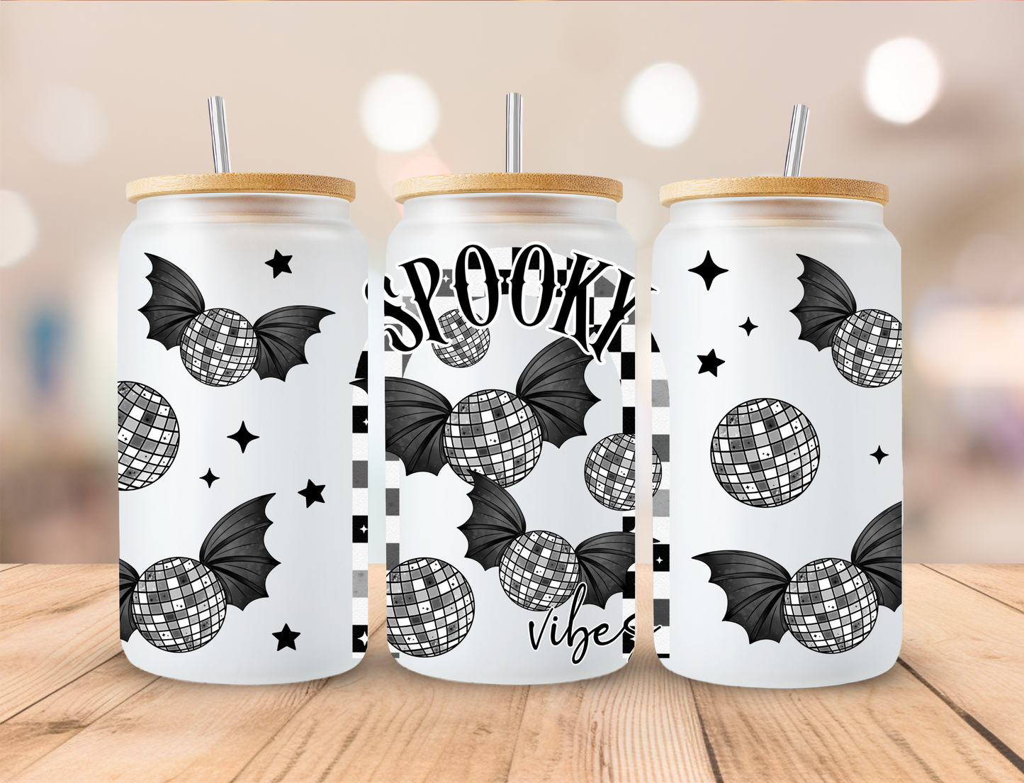 Spooky Disco Bats - 16 oz / 20 oz Libby UV DTF Wrap CERRAS EXCLUSIVE DESIGN