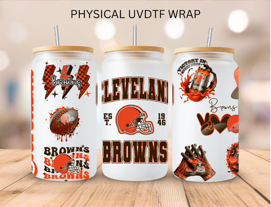 Browns NFL Team - 16 oz / 20 oz Libby UV DTF Wrap
