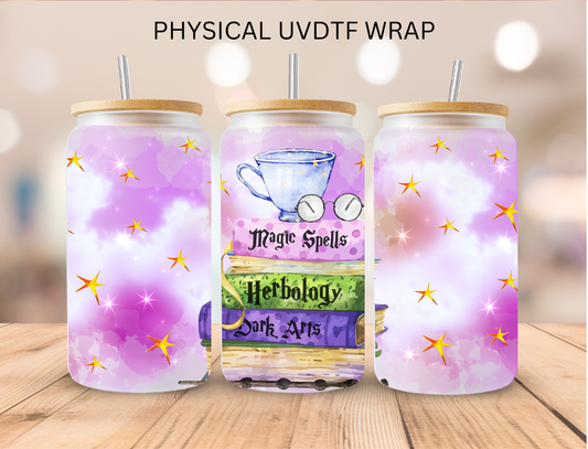 Watercolor Tea Cup On Books - 16 oz / 20 oz Libby UV DTF