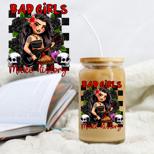 Bad Girl's Collection Checkered Hawaiian Princess - UV DTF Libby Decal CSTAGE EXCLUSIVE
