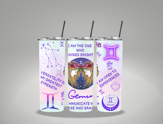 Gemini (2) - 20oz Skinny Tumbler / 25 Oz Glass Tumbler Wrap EXCLUSIVE