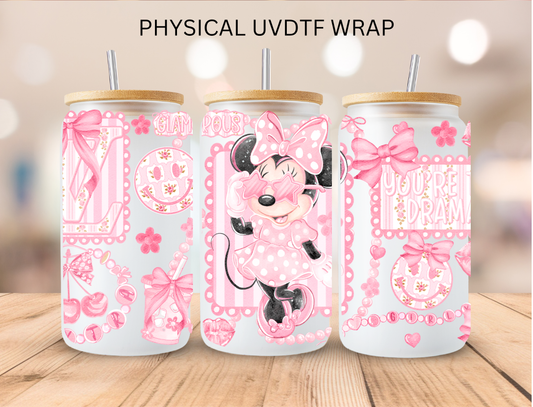 Pink Mouse Your The Drama - 16 oz / 20 oz Libby UV DTF Wrap