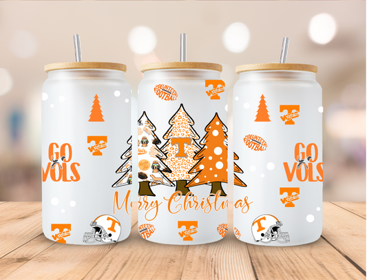 Football Vols Christmas Trees - 16 oz / 20 oz Libby UV DTF Wrap