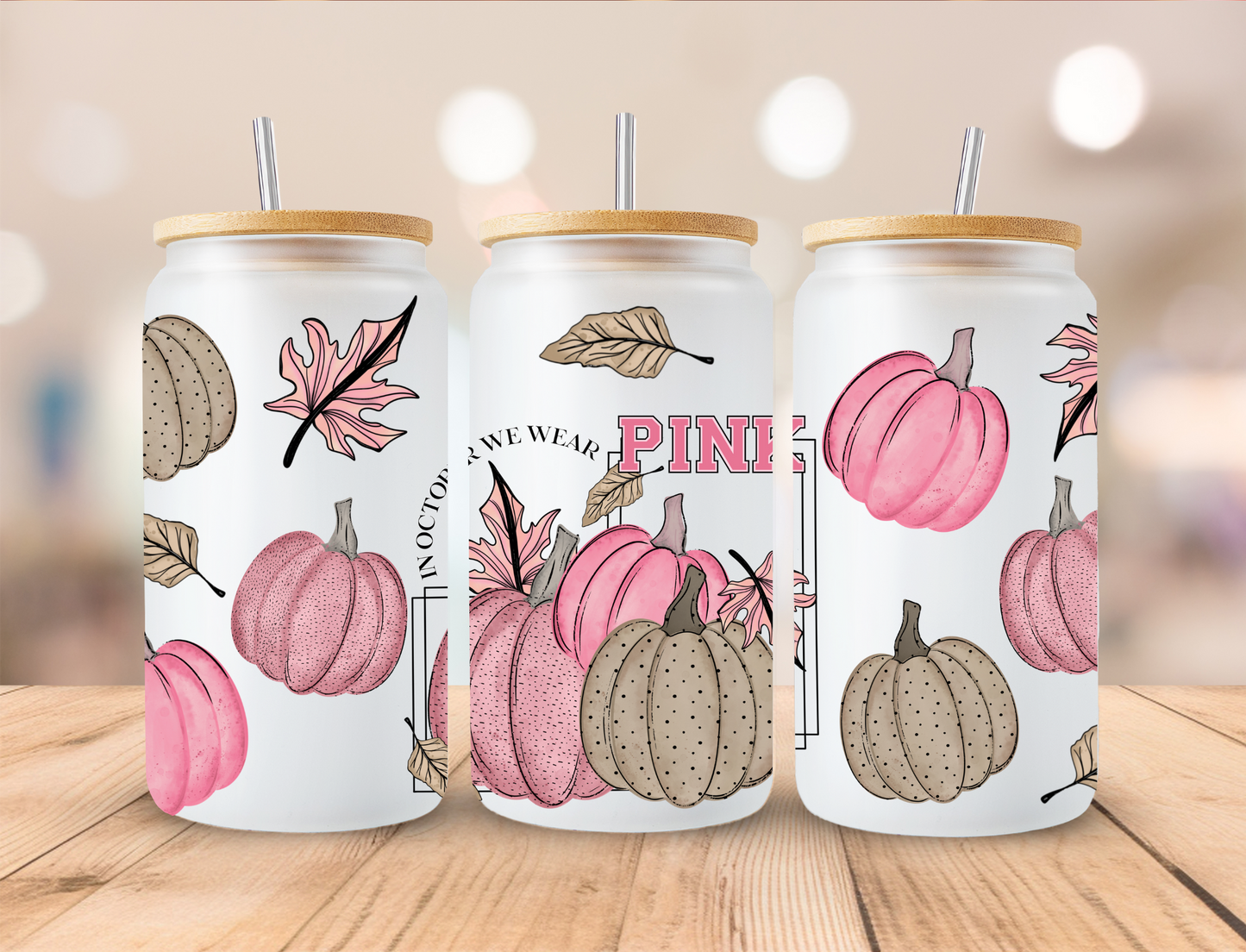 Pink Pumpkins - 16oz Libby UV DTF Wrap