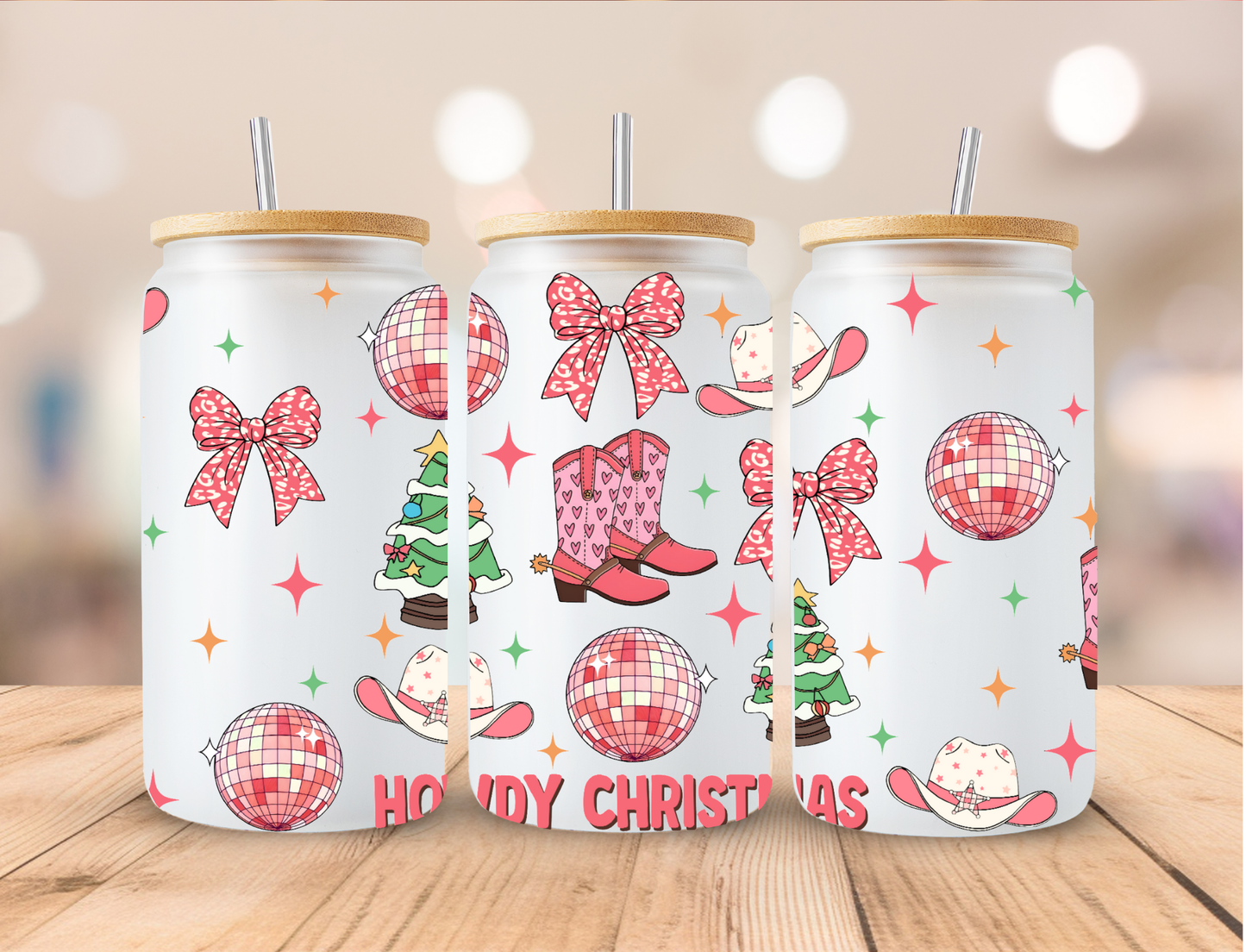 Howdy Christmas - 16 oz / 20 oz Libby UV DTF Wrap