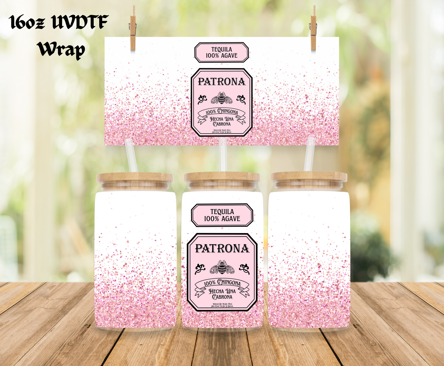 Pink Patrona Tequilas 100% Agave - 16 oz Libby Wrap