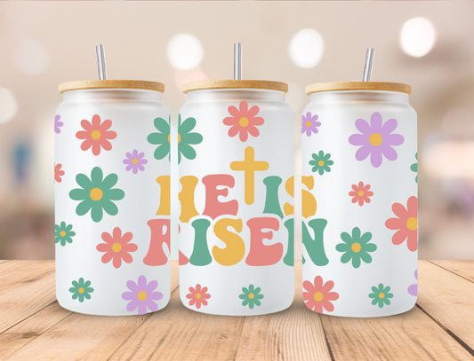 He is Risen Easter - 16 oz / 20 oz Libby UV DTF Wrap RTS