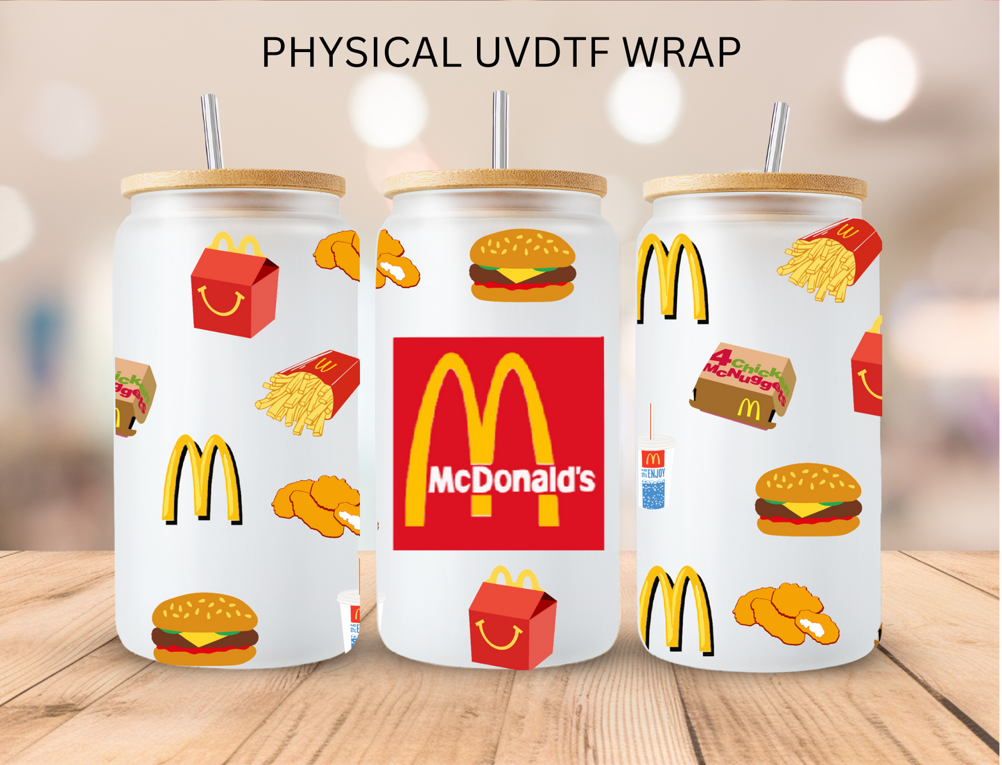 Fast Food McD's Chicken Nugs and More - 16 oz / 20 oz Libby UV DTF Wrap