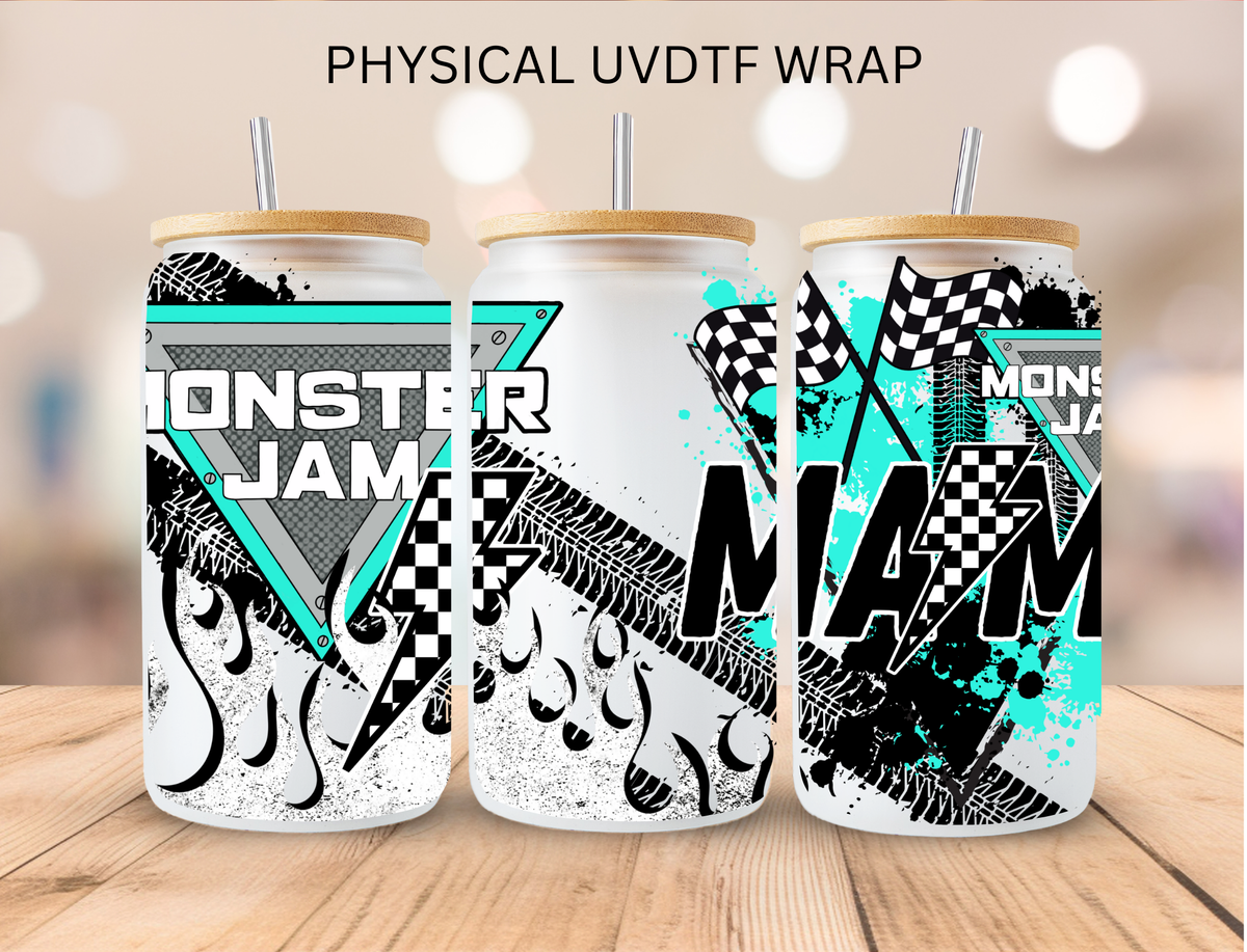 Teal Monster Jam Mama - 16 oz / 20 oz Libby UV DTF