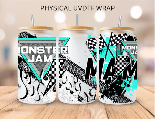 Teal Monster Jam Mama - 16 oz / 20 oz Libby UV DTF