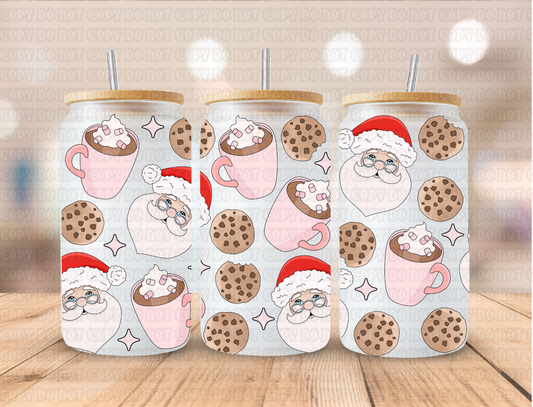 Christmas Santa And Cookies - 16 oz / 20 oz Libby UV DTF Wrap