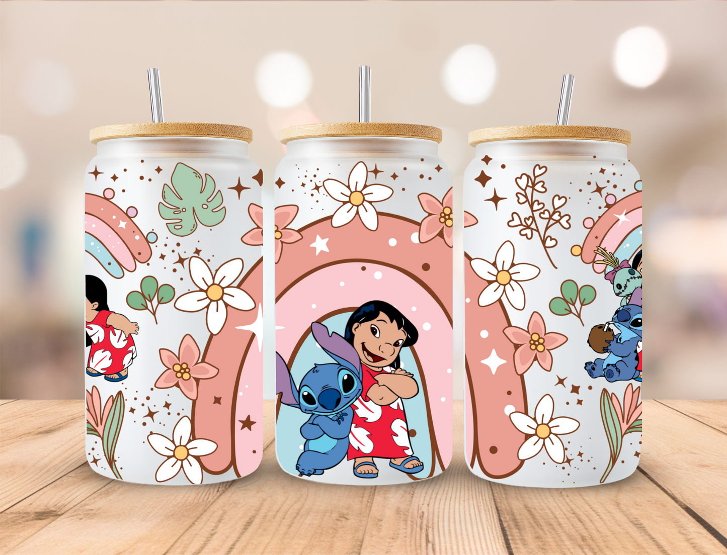 Alien Girl Spring Rainbow - 16 oz Libby UV DTF Wrap