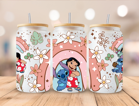 Alien Girl Spring Rainbow - 16 oz Libby UV DTF Wrap