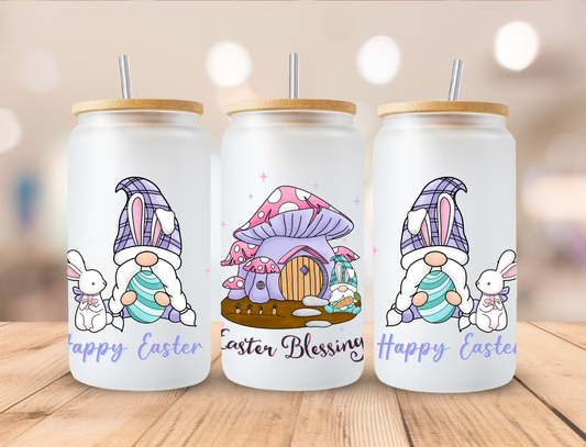 Happy Easter Gnomes and Mushrooms - 16 oz / 20 oz Libby UV DTF Wrap