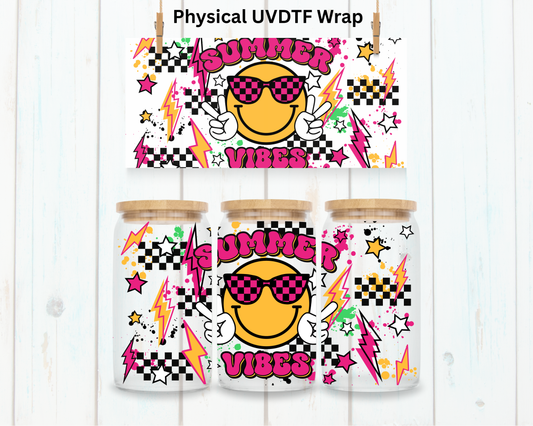 Checkered Bolt Summer Vibes - 16 oz / 20 oz Libby UV DTF