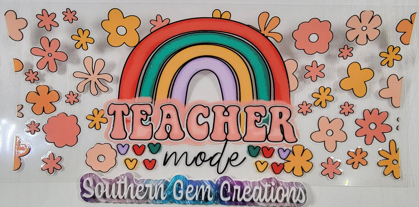 Teacher Mode Rainbow - 16 oz Libby UV DTF Wrap RTS