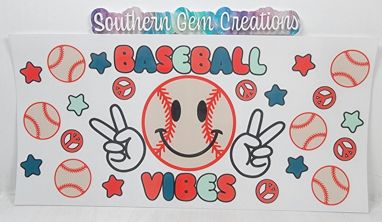 Emoji Baseball Vibes - 16 oz Libby UV DTF Wrap RTS