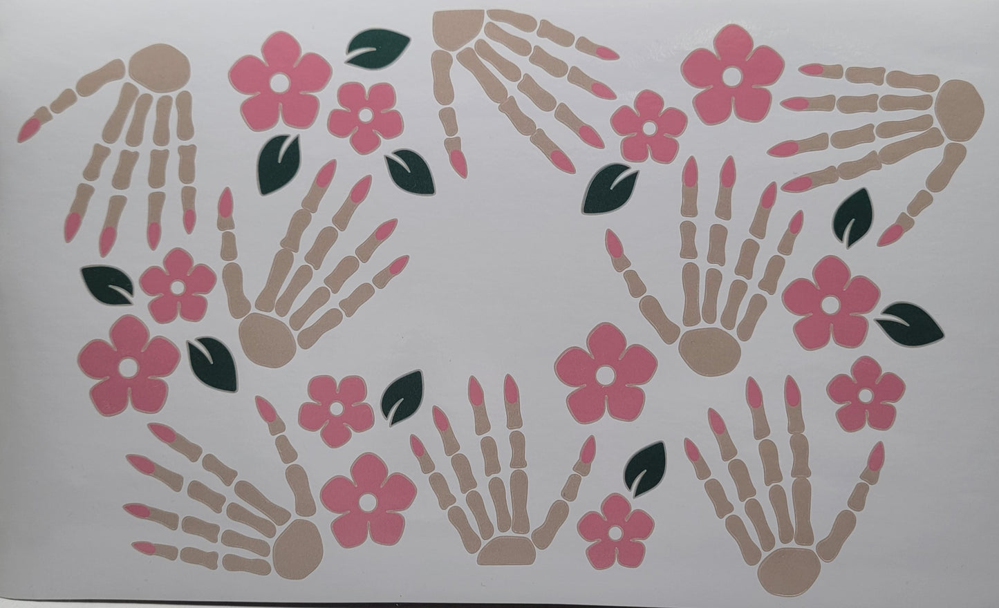 Halloween Pink Skeleton Hands - READY TO SHIP 24 oz Cold Cup Wrap