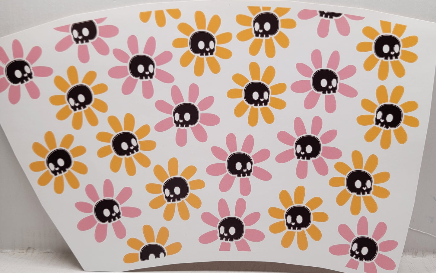 Halloween Daisy Skulls - READY TO SHIP 24 oz Cold Cup Wrap