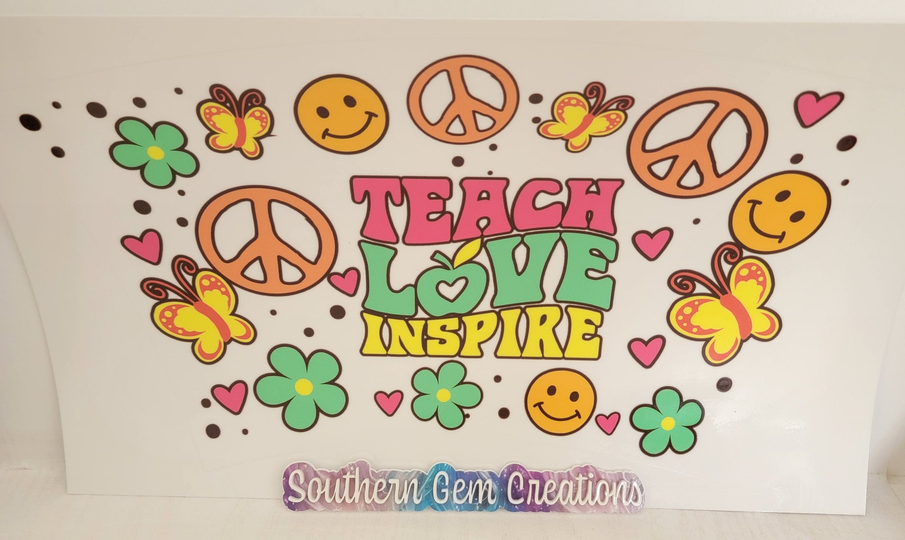 Uvdtf School Teach Love Inspire 24 Oz Cold Cup Wrap Rts Southern Gem Creations 9464