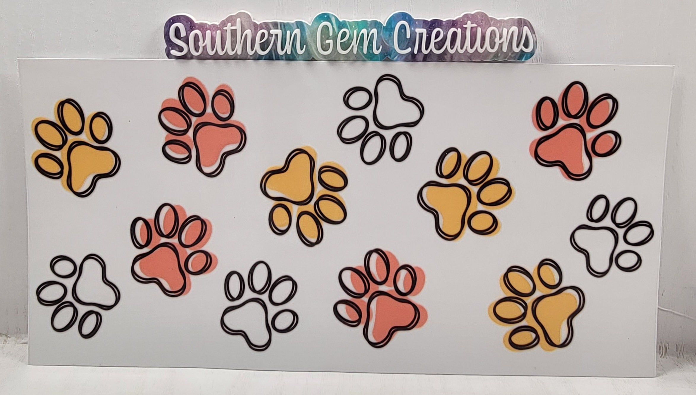 Dog Paws 16 oz Libby UV DTF Wrap RTS Southern Gem Creations