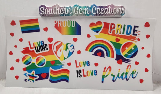 Love Is Love Pride Rainbow - 16 oz Libby UV DTF Wrap RTS