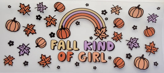 Autumn Fall Kind Of Girl - 16 oz Libby UV DTF Wrap RTS