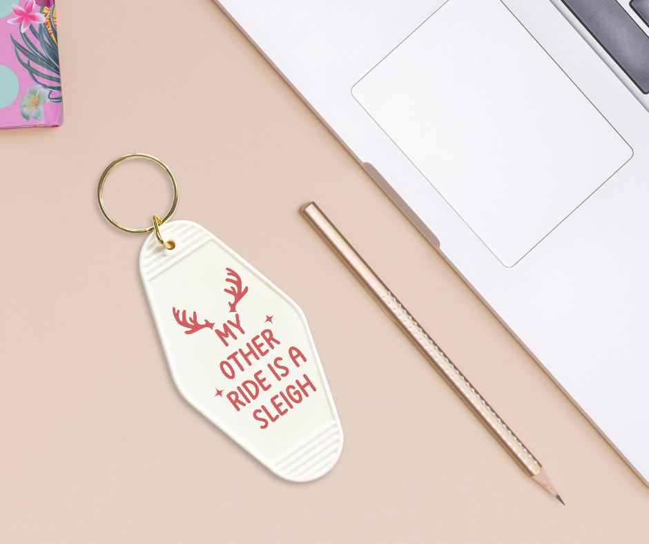 Christmas My Other Ride Is A Sleigh - UVDTF Motel Keychain Set Of 6