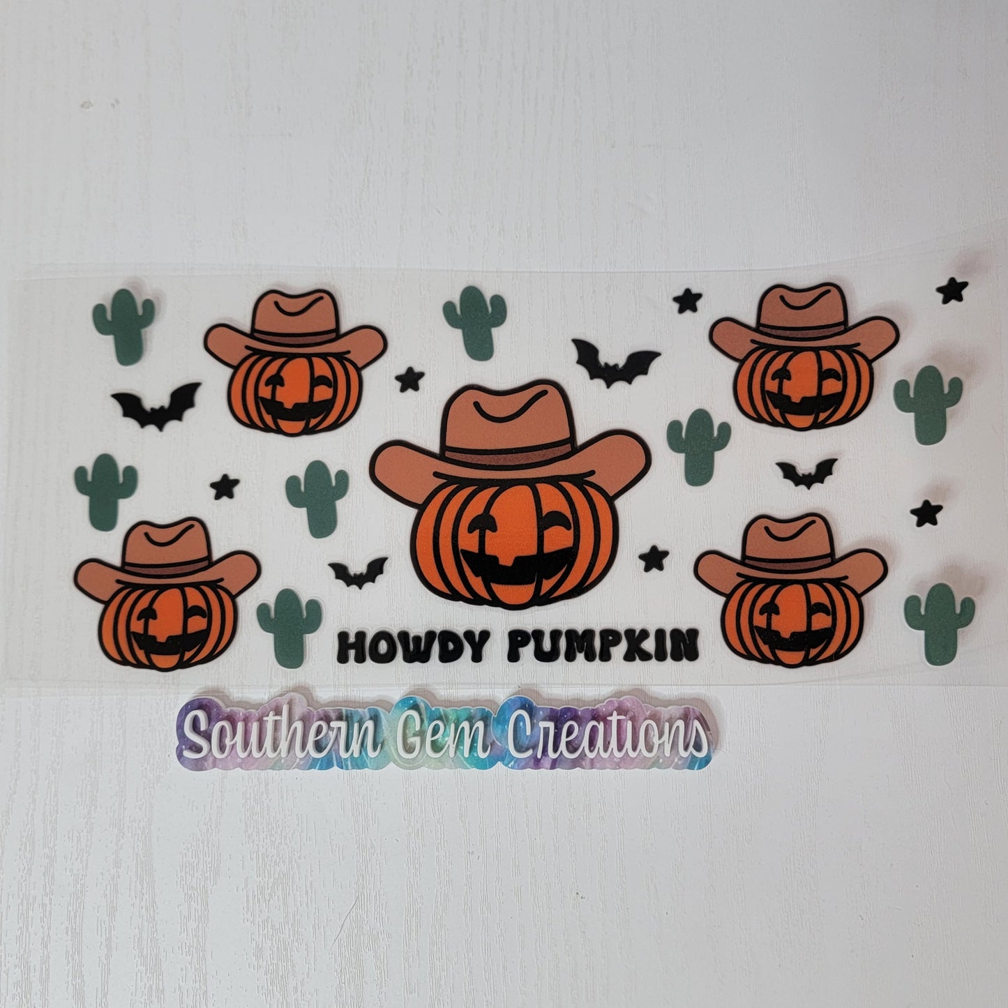 Halloween Halloween Howdy Pumpkin- 16 oz Libby UV DTF Wrap RTS