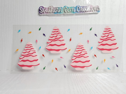 Christmas Tree Treats (Pink) - 16 oz Libby UV DTF Wrap RTS