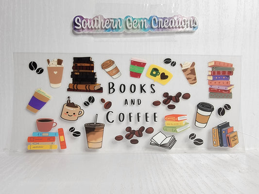 Books And Coffee - 16 oz Libby UV DTF Wrap RTS