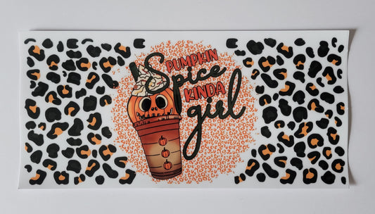 Cheetah Pumpkin Spice - 16 oz Libby UV DTF Wrap RTS