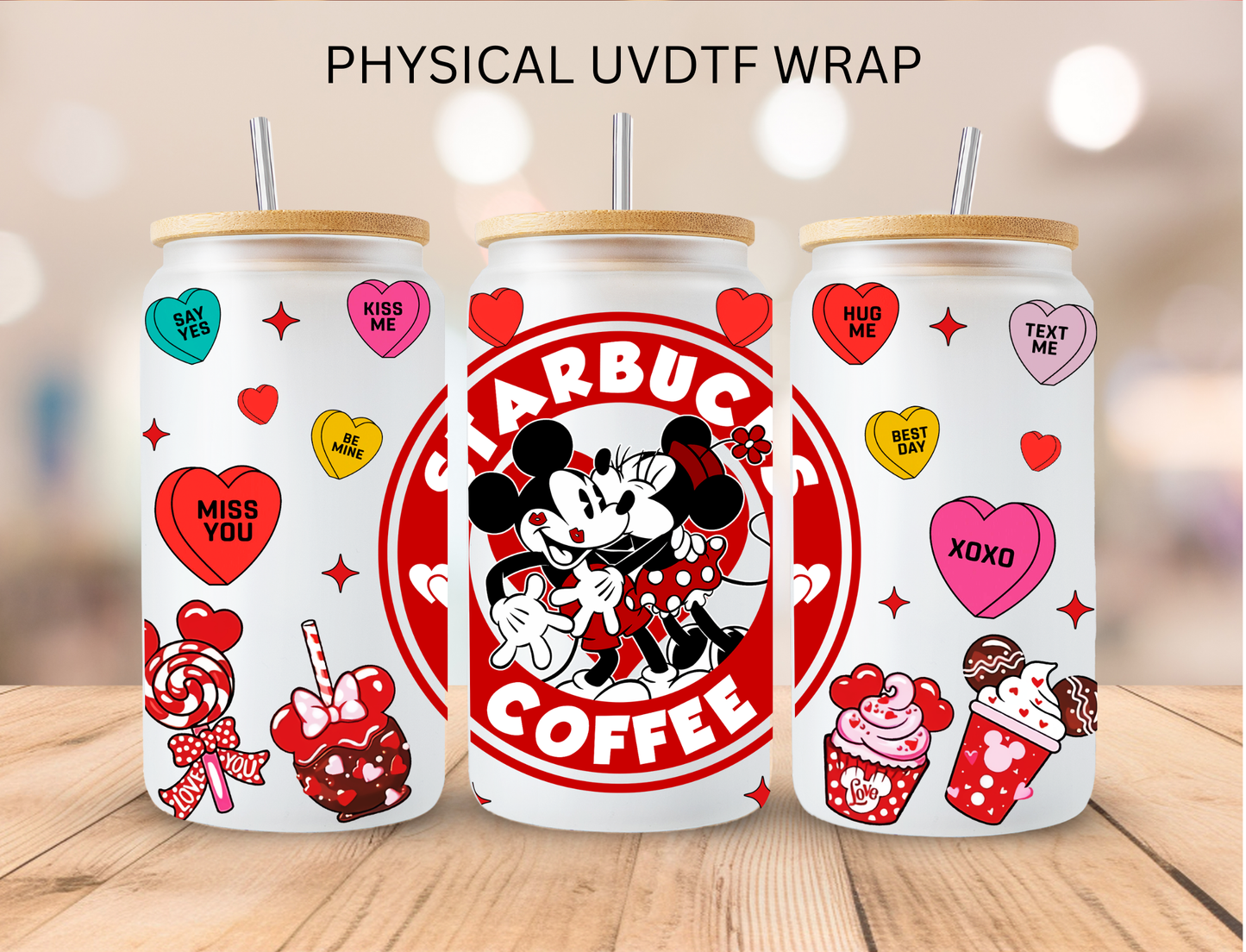 Mouse Crew Red Valentines Bundle Stitch - 16 oz / 20 oz Libby UV DTF