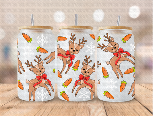 Christmas Reindeer and Carrots - 16 oz / 20 oz Libby UV DTF Wrap