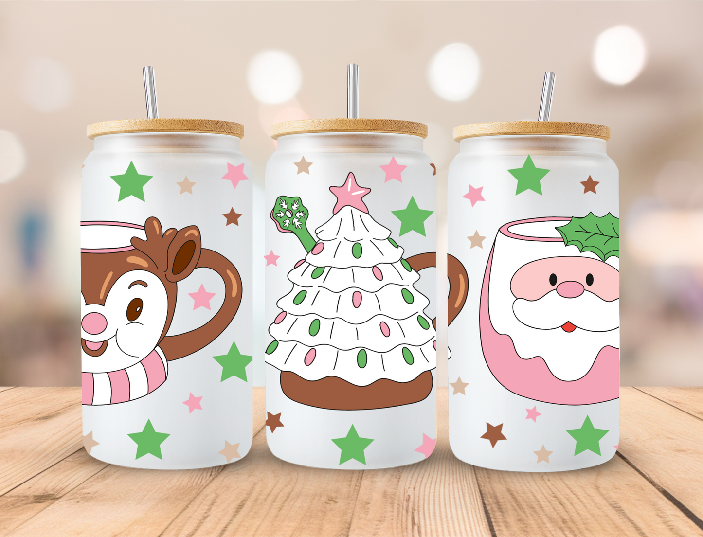 Christmas Cups- 16oz Libby UV DTF Wrap