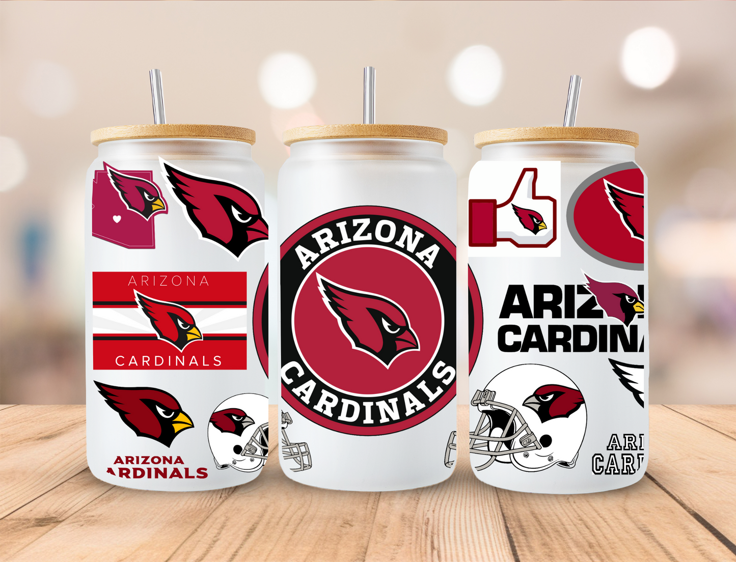 Football Cardinals - 16oz Libby UV DTF Wrap