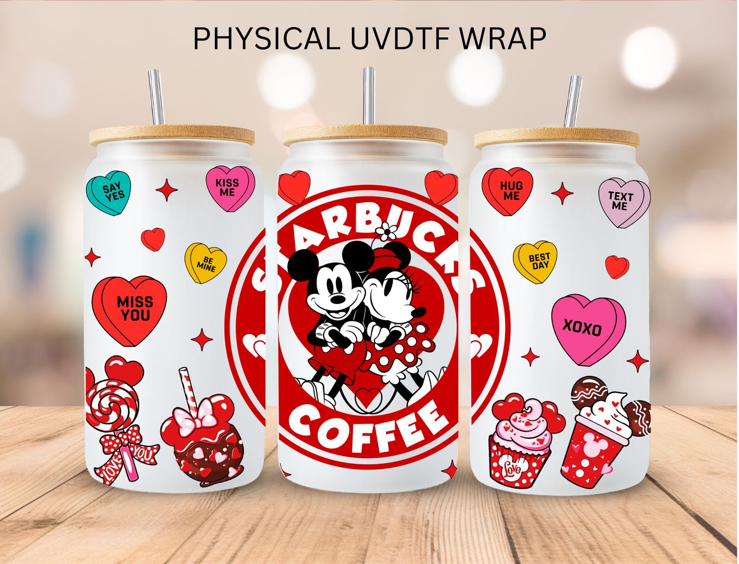 Mouse Crew Red Valentines Bundle Stitch - 16 oz / 20 oz Libby UV DTF