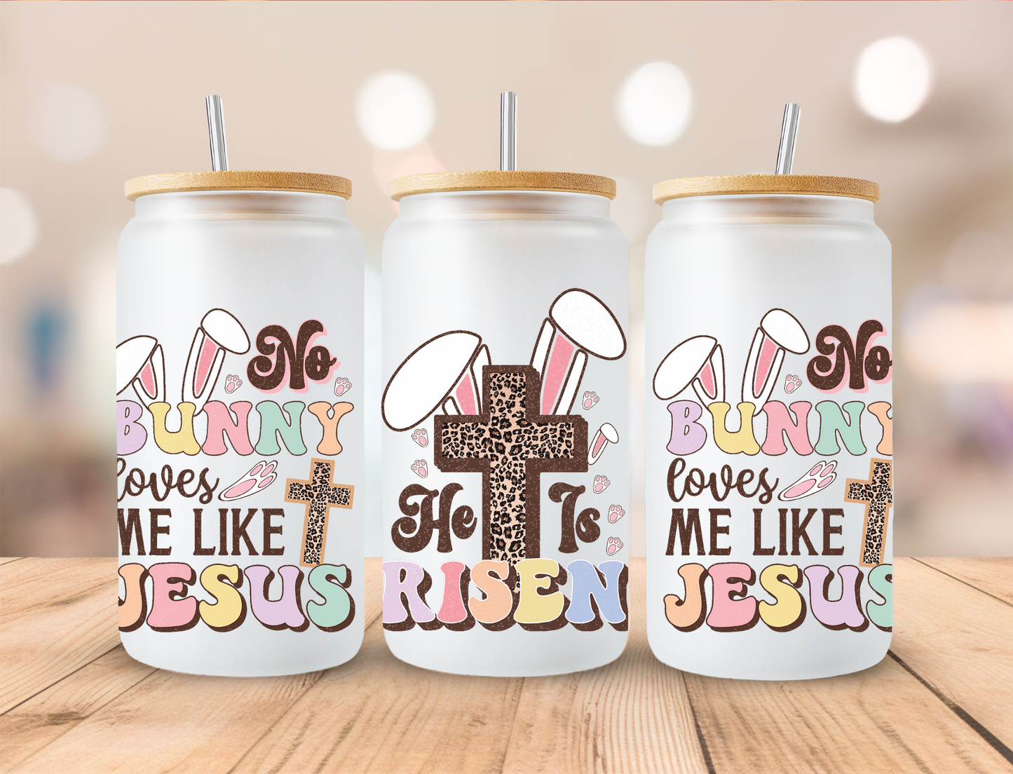 Happy Easter He Is Risen - 16 oz / 20 oz Libby UV DTF Wrap