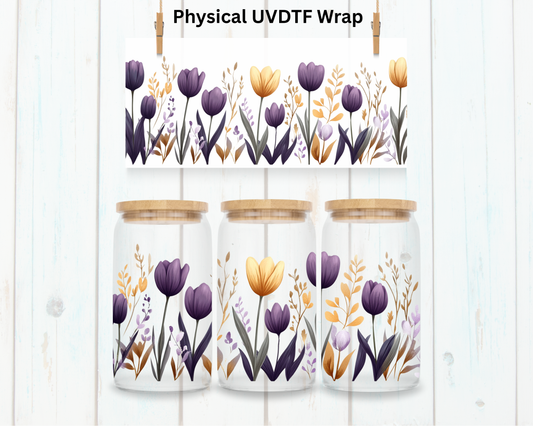 Spring Yellow And Purple Tulips - 16 oz / 20 oz Libby UV DTF