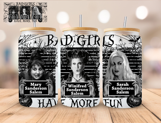 Halloween Bad Girls Three Witches - 16 oz / 20 oz Libby UV DTF Wrap