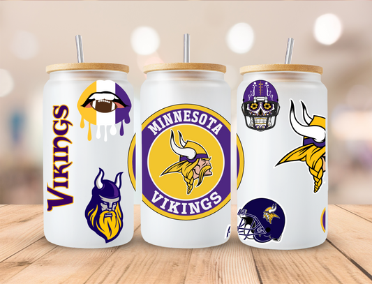 Football Vikings - 16oz Libby UV DTF Wrap