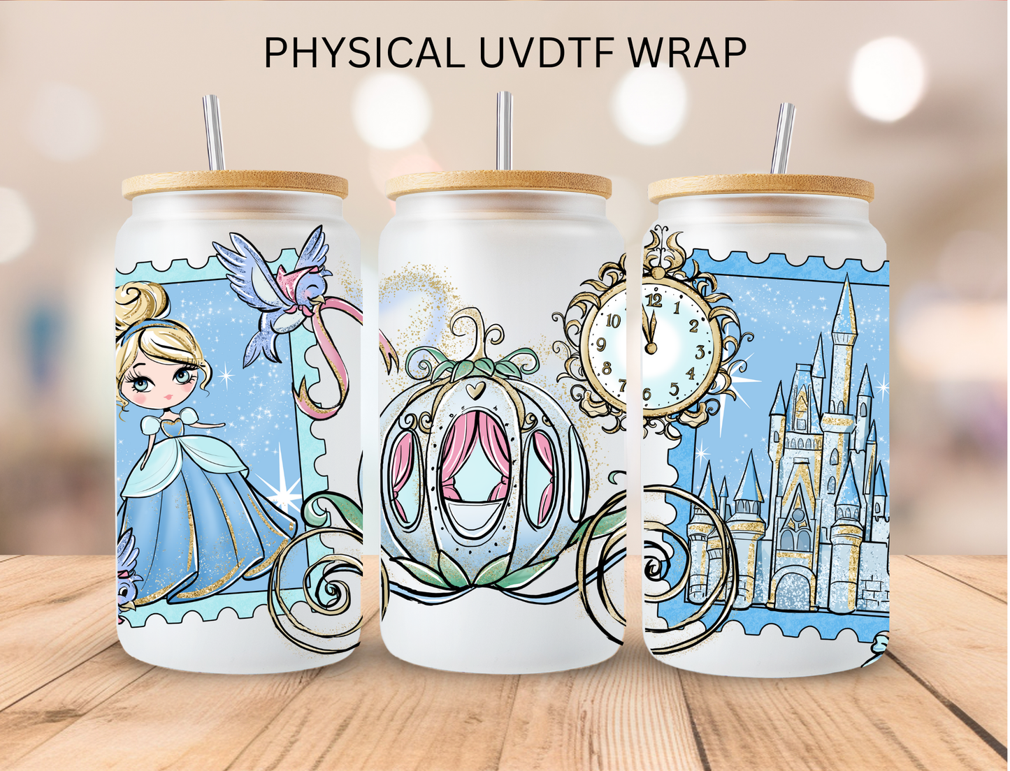 Glass Slipper Princess Stamp Collection - 16 oz / 20 oz Libby UV DTF Wrap