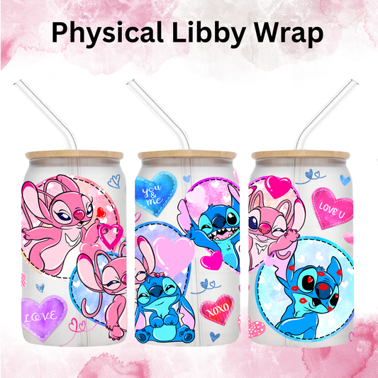 Valentines Day Hearts With Alien Couple - 16 oz / 20 oz Libby UV DTF