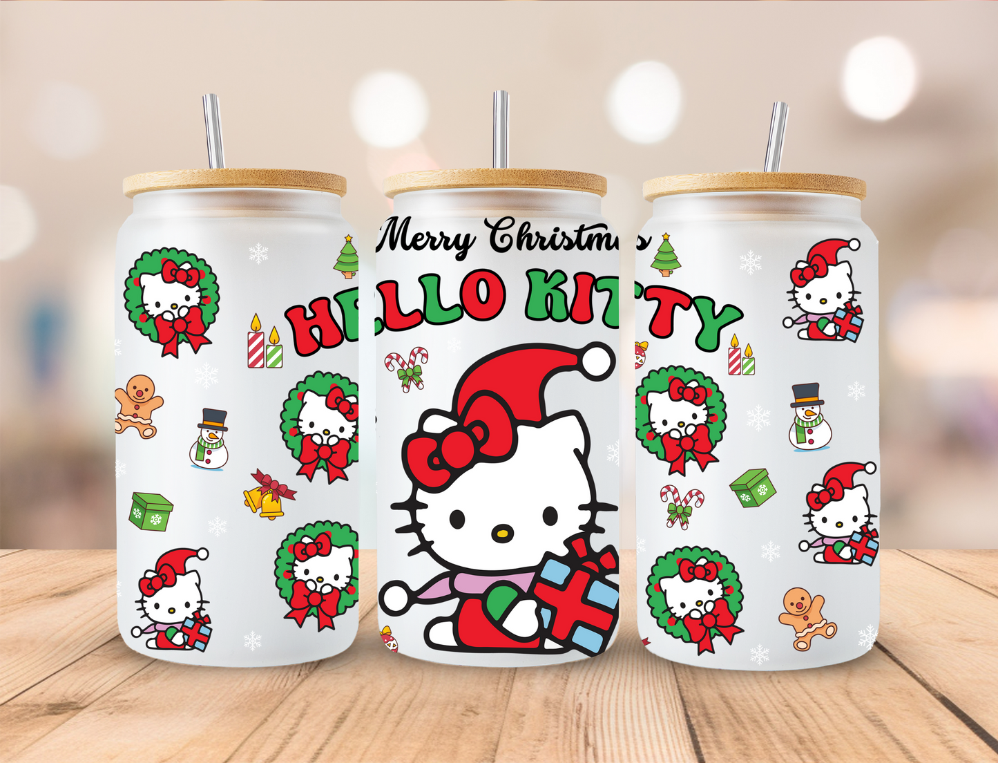 Merry Christmas Kitty - 16oz Libby UV DTF Wrap