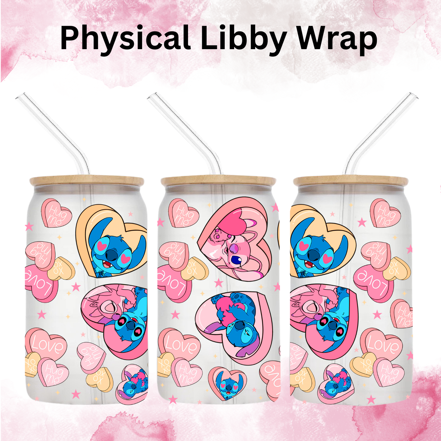 Valentines Day Mini Hearts With Alien Couple - 16 oz / 20 oz Libby UV DTF